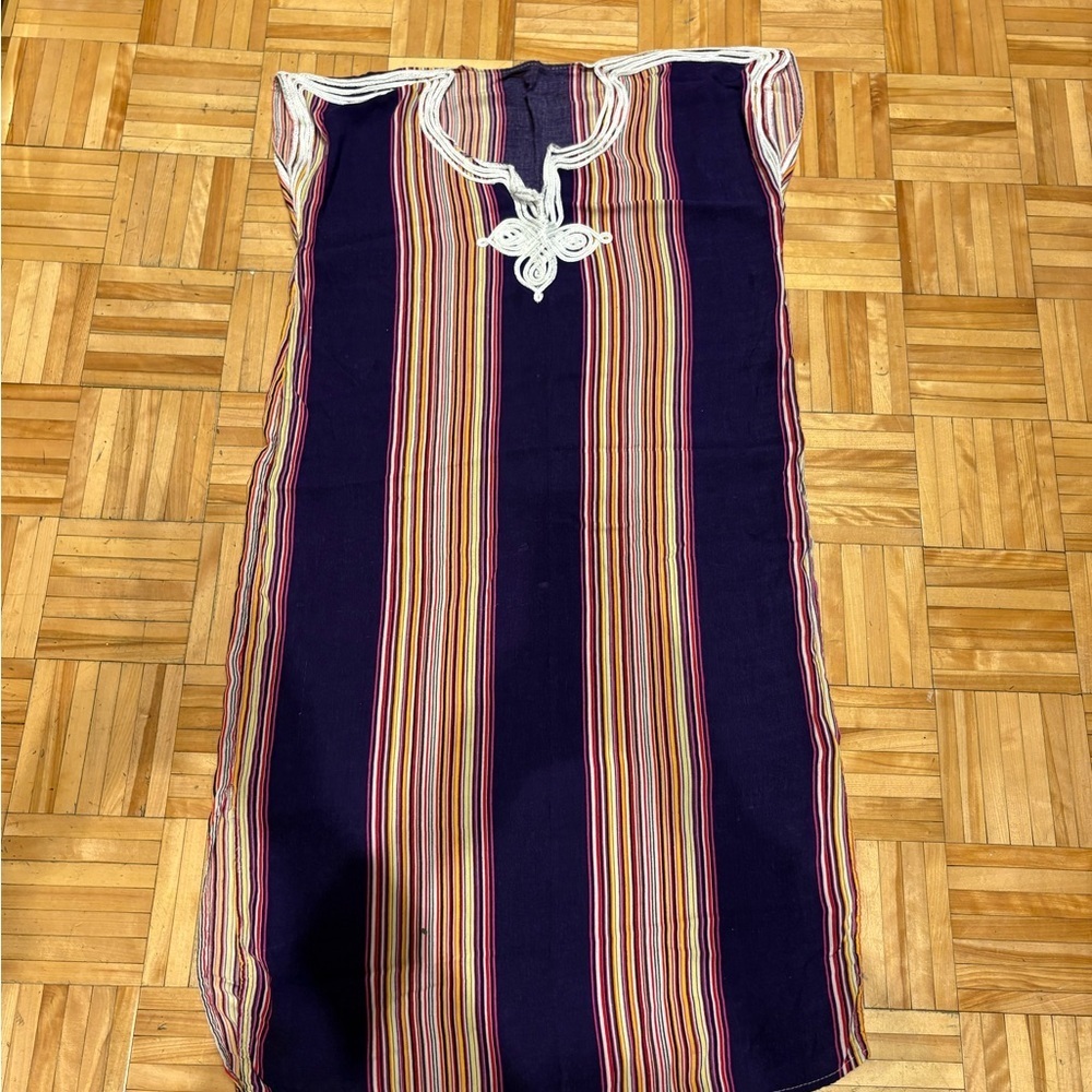 3/15$ Striped Purple and White kaftan dress